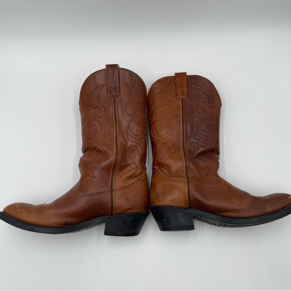 DD Tuff Mens Boots Size 8 D Brown Leather Western Steel Toe Roper Work Boots - Picture 7 of 15